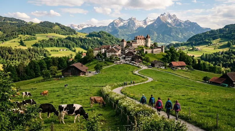 Paysage de la région Fribourg et la Gruyère